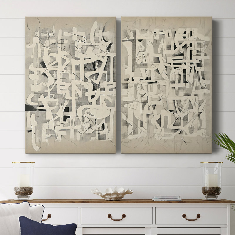 Série ABSTRACT CMII - Toile tendue avec châssis de qualité supérieure - Prêt à être accroché, H 27 po x l 36 po