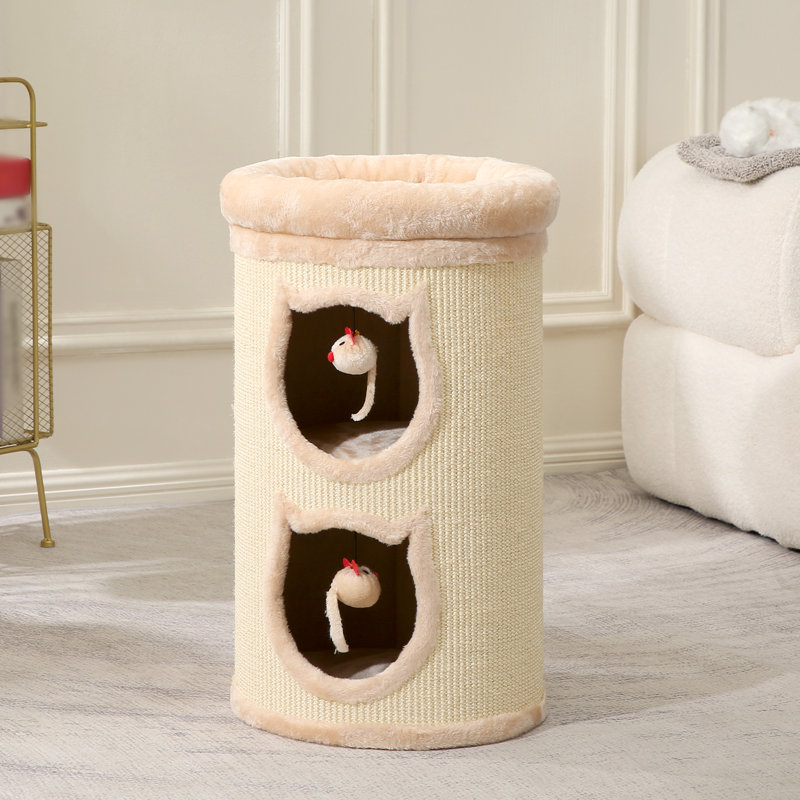 Lit triple pour chat avec poteau à griffer pour chat avec jouets pour chats d'intérieur, 26.4