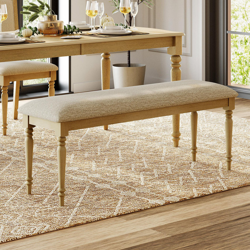 Upholstered Dining Bench with Solid Wood Legs