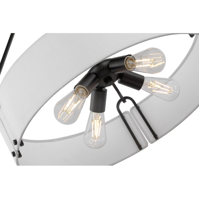 Ashanae 4 - Light Dimmable Drum Chandelier, Matte Black, White Linen