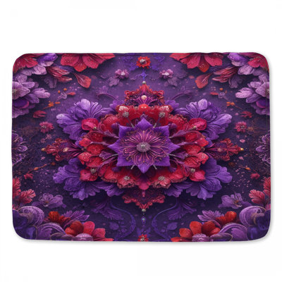 Intricate Floral Arrangement Bath Mat