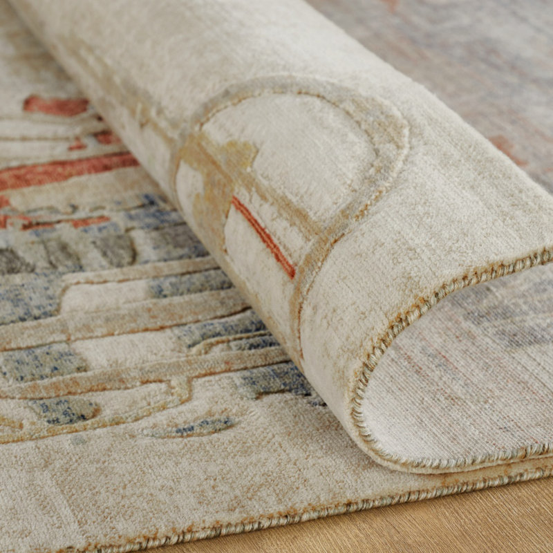 Hargun Mist Wool Handcrafted Area Rug, Rectangle 7'6" x 9'6"