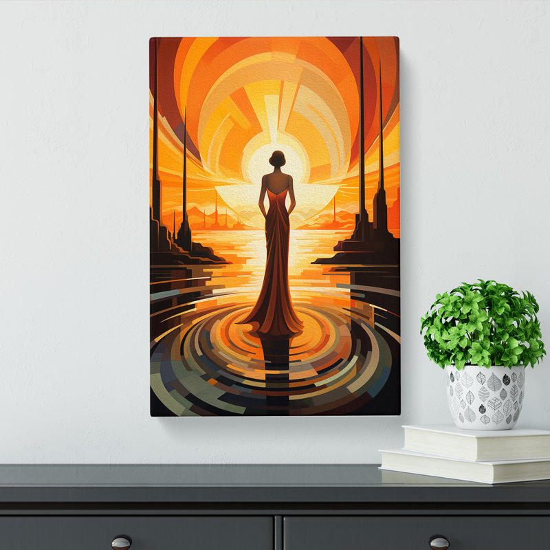 Art Deco Sunset Contemporary No.2 - Wrapped Canvas, 76cm H x 50cm W x 3cm D