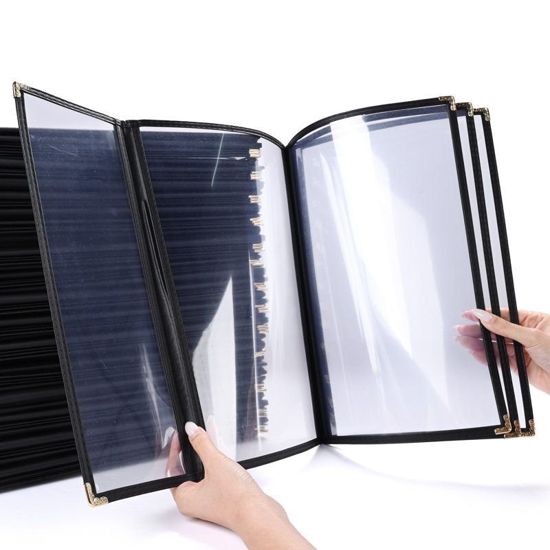 Paquet de 30 couvercles de menu de restaurant WeChef 8,5 x 14 po 4 pages 8 et 4,25 x 14 po, H 0,4 po x l 9,7 po x P 14,8 po