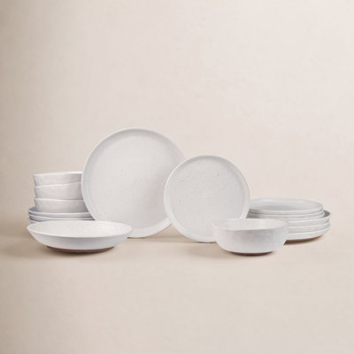 Sango Kaya 16-Piece Casual Stone Dinnerware Set - Service For 4, Plate & Bowl Set