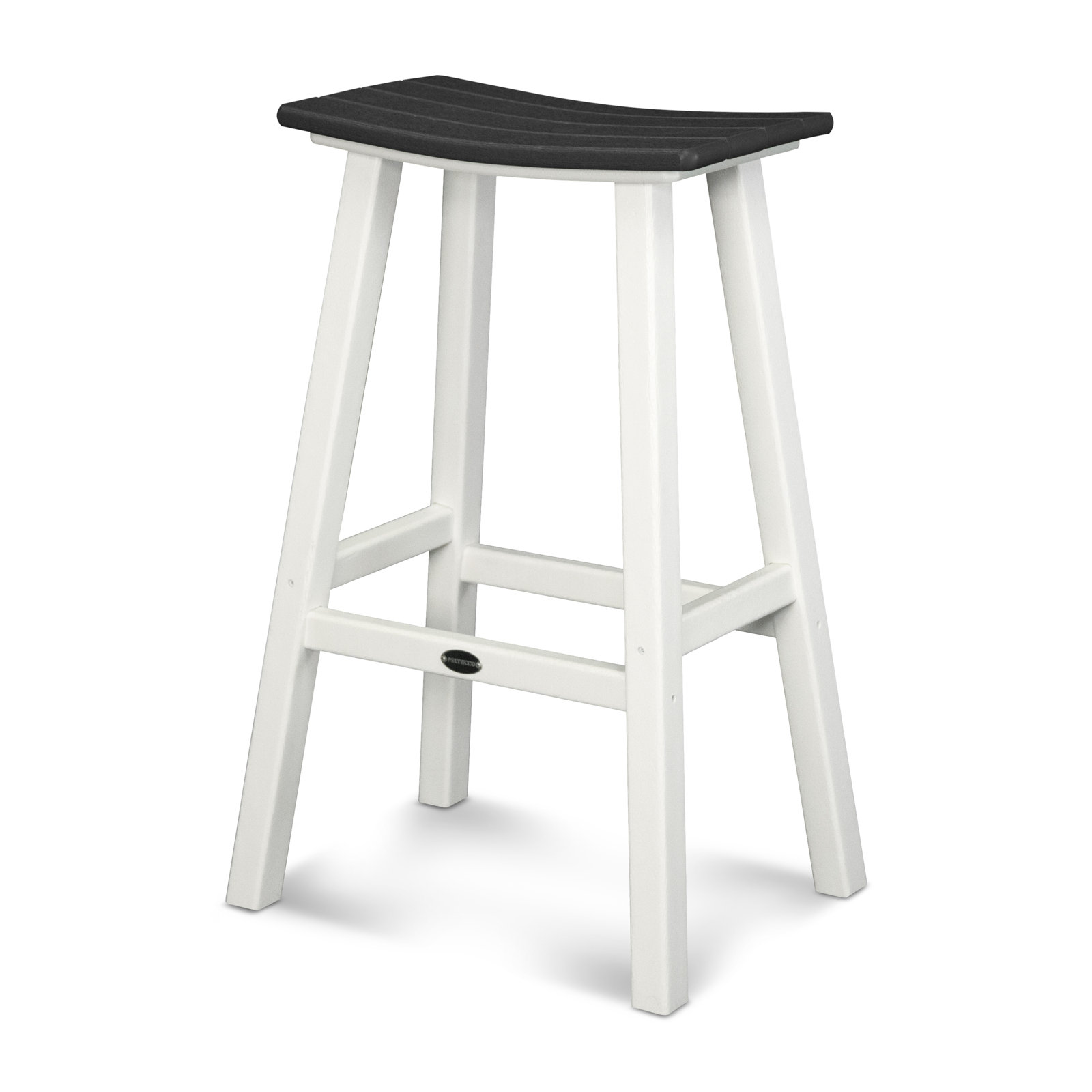 POLYWOOD® Contempo Saddle Bar Stool, White, Black