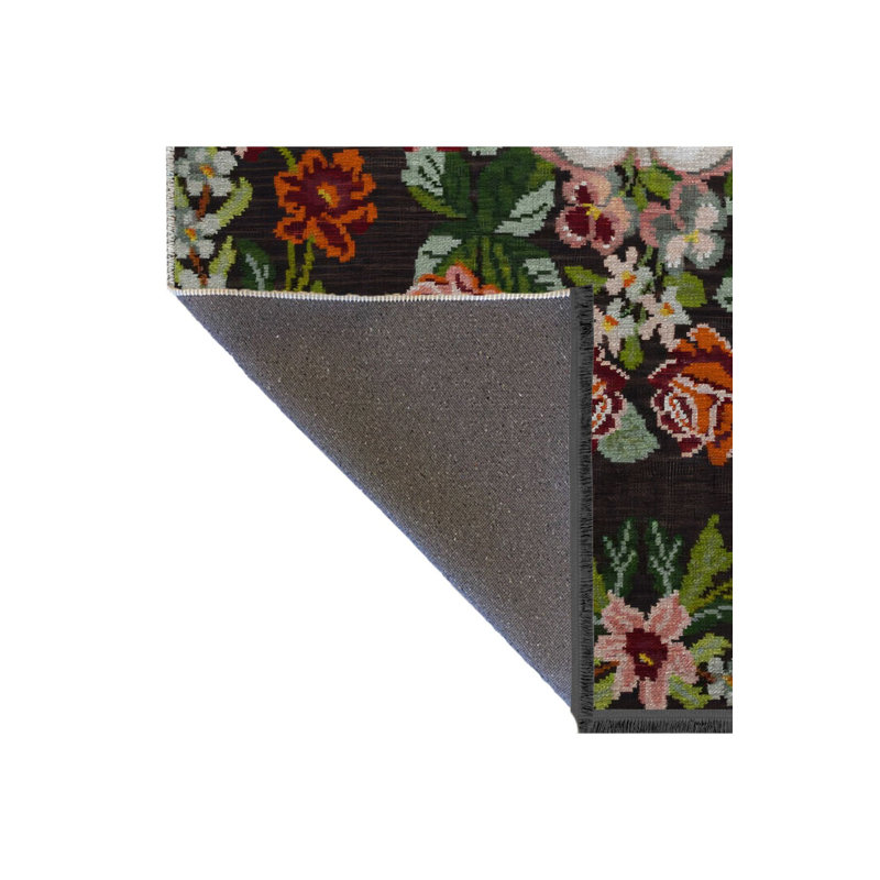 Tapis décoratif moderne à motif floral rose et rose lavable à la machine, Rectangle 2 pi 6 po x 4 pi 11 po 
