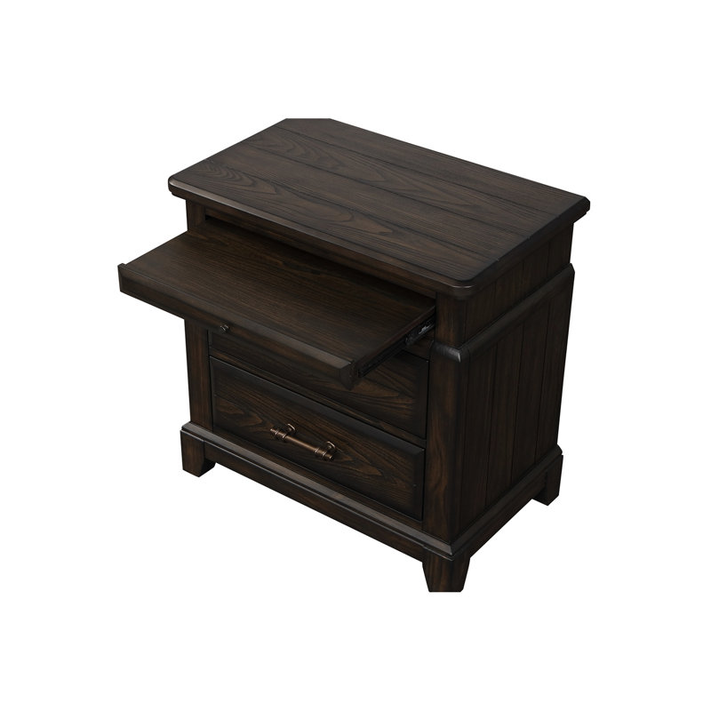 Table de chevet 2 tiroirs avec placages et conception moderne 63,8 lb