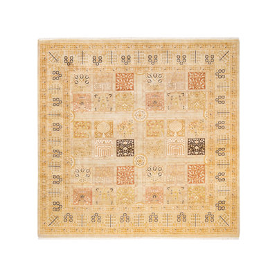 Tapis sable noué à la main de conception unique 8 pi 1 po x 8 pi 4 po Keenan