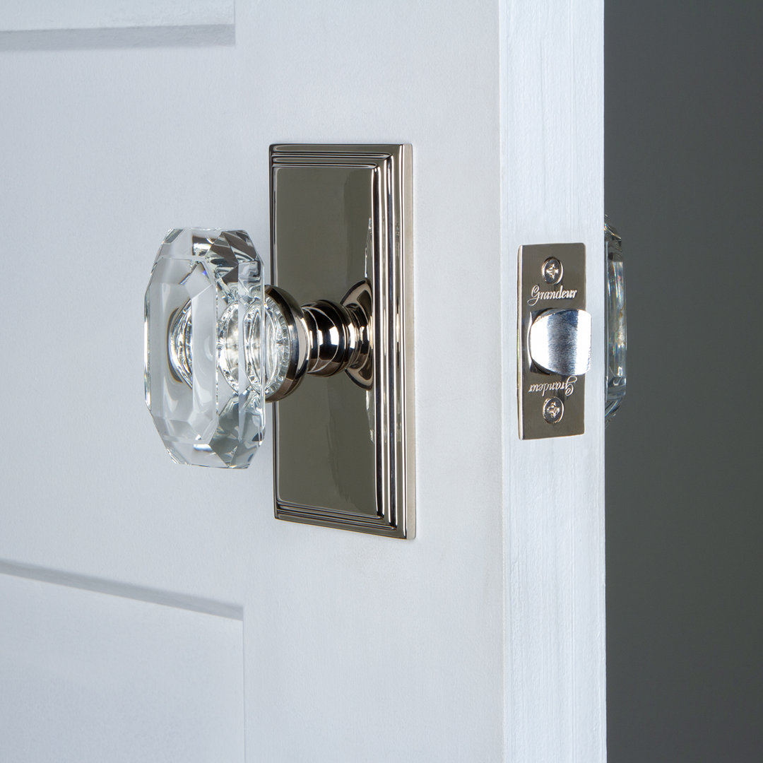 Grandeur Carré Plate Passage with Baguette Crystal Door Knob Grandeur 
