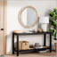 Miroir mural rond rustique, miroir circulaire en bois de 23,62 pouces avec perles, miroir décoratif de ferme pour salon, chambre à coucher, cuisine, entrée (blanc)