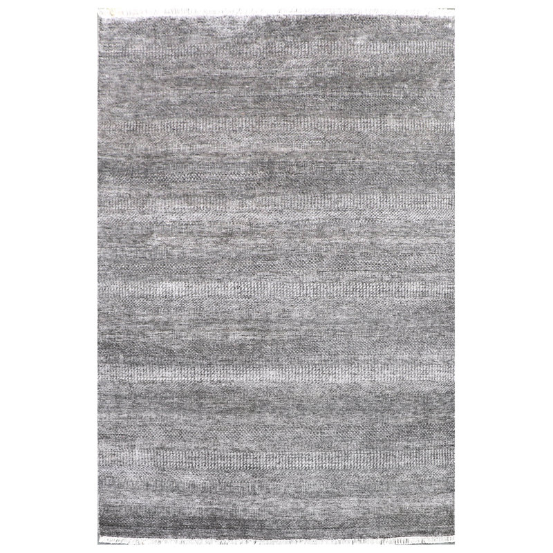 Tapis unique argenté / noir de 5 pi 10 po x 8 pi 9 po
