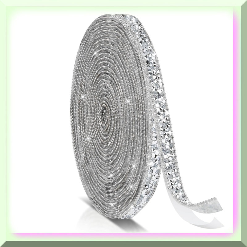 5 Yards Silver Rhinestone Ribbon Self-Adhesive