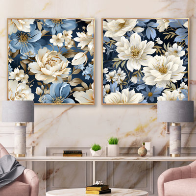 Daigre - Ensemble de 2 collages carrés floraux