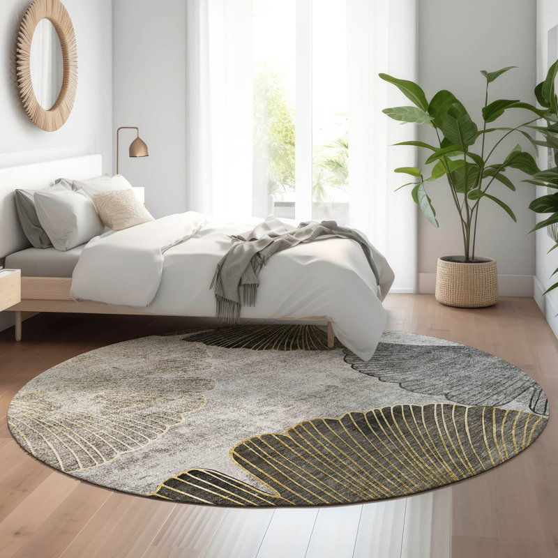 Premium Machine Washable Cerrito Gray Rug, Round 8'