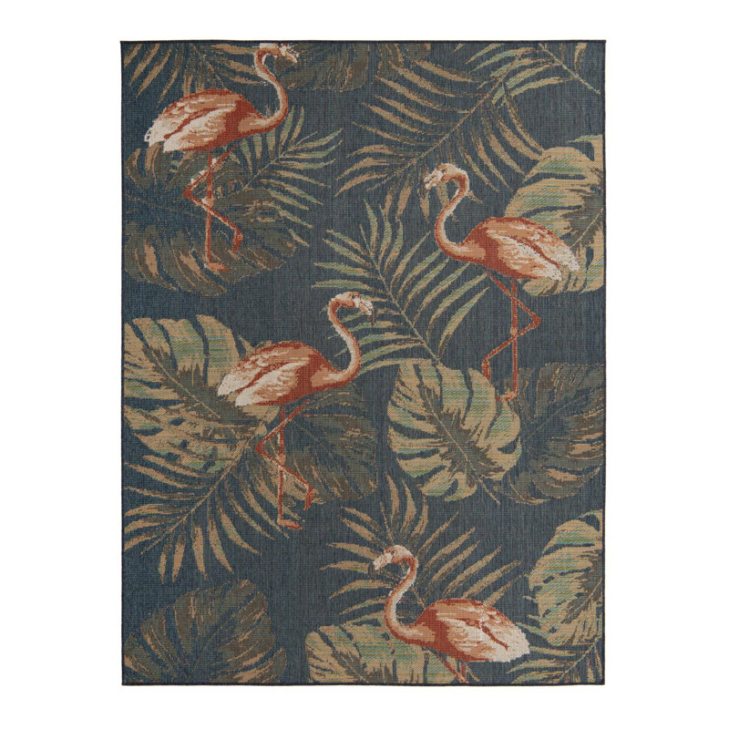 Rolla Machine Woven Floral Indoor/Outdoor Rug , Rectangle 7'10" x 10'
