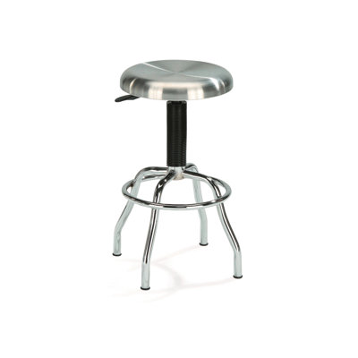 Tabouret de bar transitionnel en acier inoxydable - réglable, pied en plastique, argenté pour la cuisine et le garage, rotation contemporaine réglable à 360 °