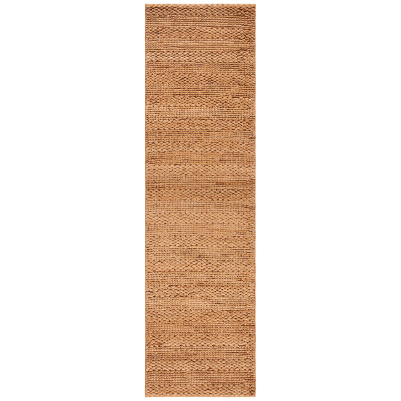 Eco-Smart Natural Fiber Hand Woven Jute/Cotton Striped Rug in Gold, Runner 2'3" x 6'