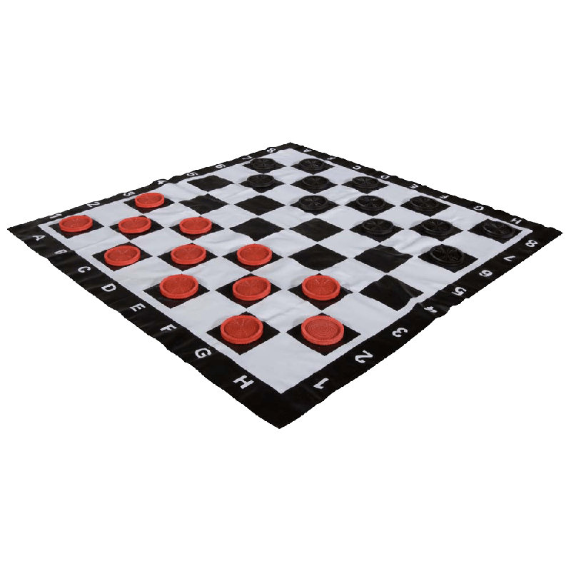8" Tall Oversized Chess and Checker Set with Vinyl Roll-up Board