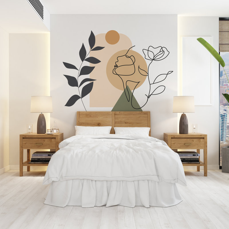 Décalcomanie murale Boho, autocollant d'arche de lit, décalque mural de haie, autocollant mural arche, autocollant de décalcomanie Mid Century, décalque mural, arche de très grand lit 391LU