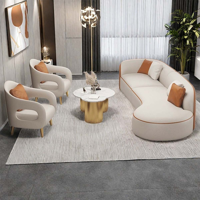 94.49” Orange on White Creative Sofa Set