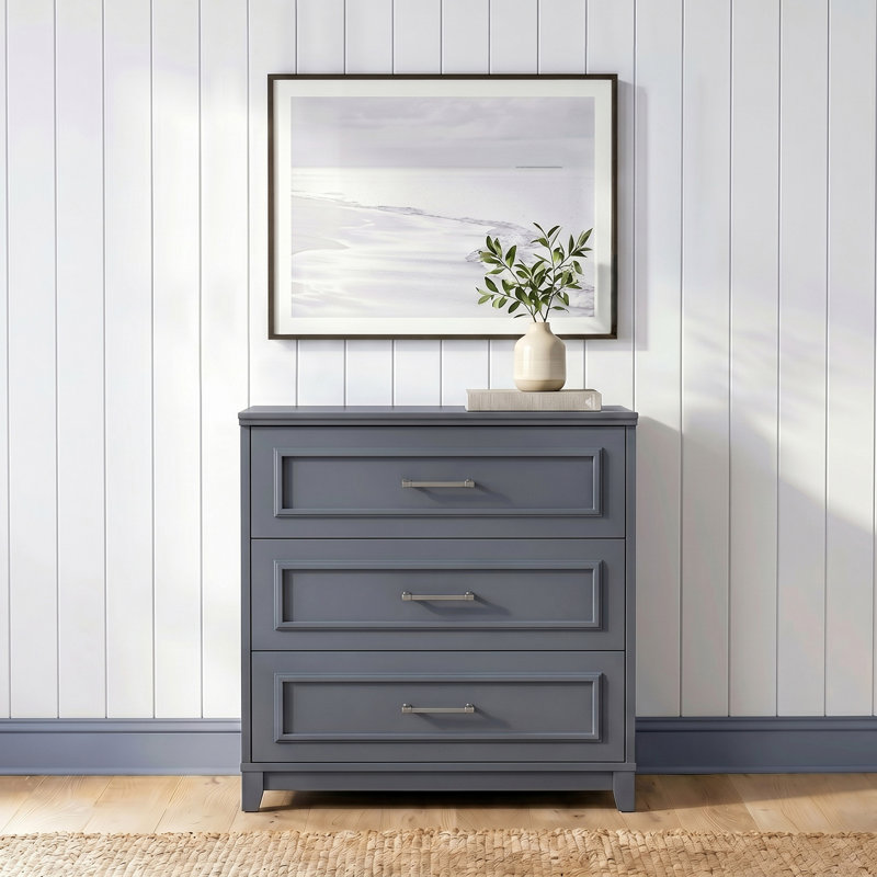 Martha Stewart  Lily Pond Wooden 3-Drawer Cabinet with Hardware, Blue