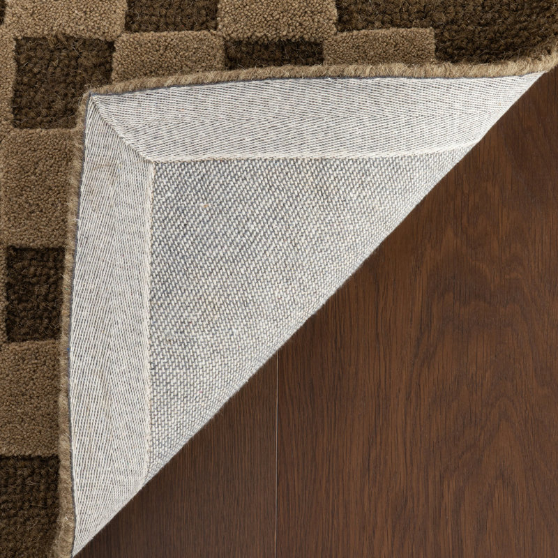 Linthea Modern Checkered Handmade Wool Rug, Rectangle 7'6" x 9'6"