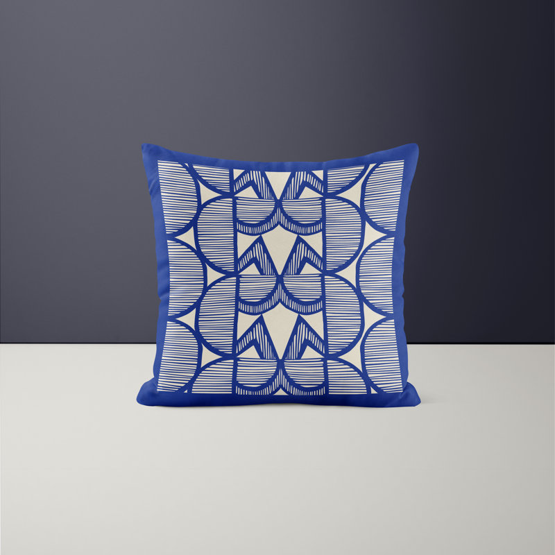 Jeté carré en polyester intérieur / extérieur, L 15 po x H 15 po, Bleu marine