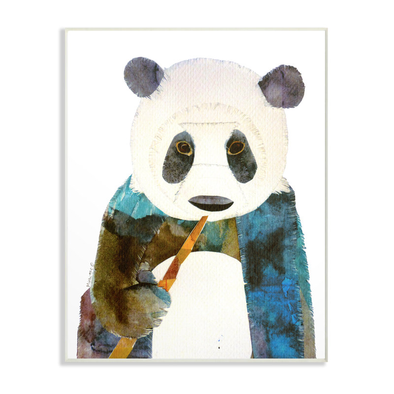 Collage découpé panda art, Plaque murale, H 15 po x l 10 po x P 0,5 po