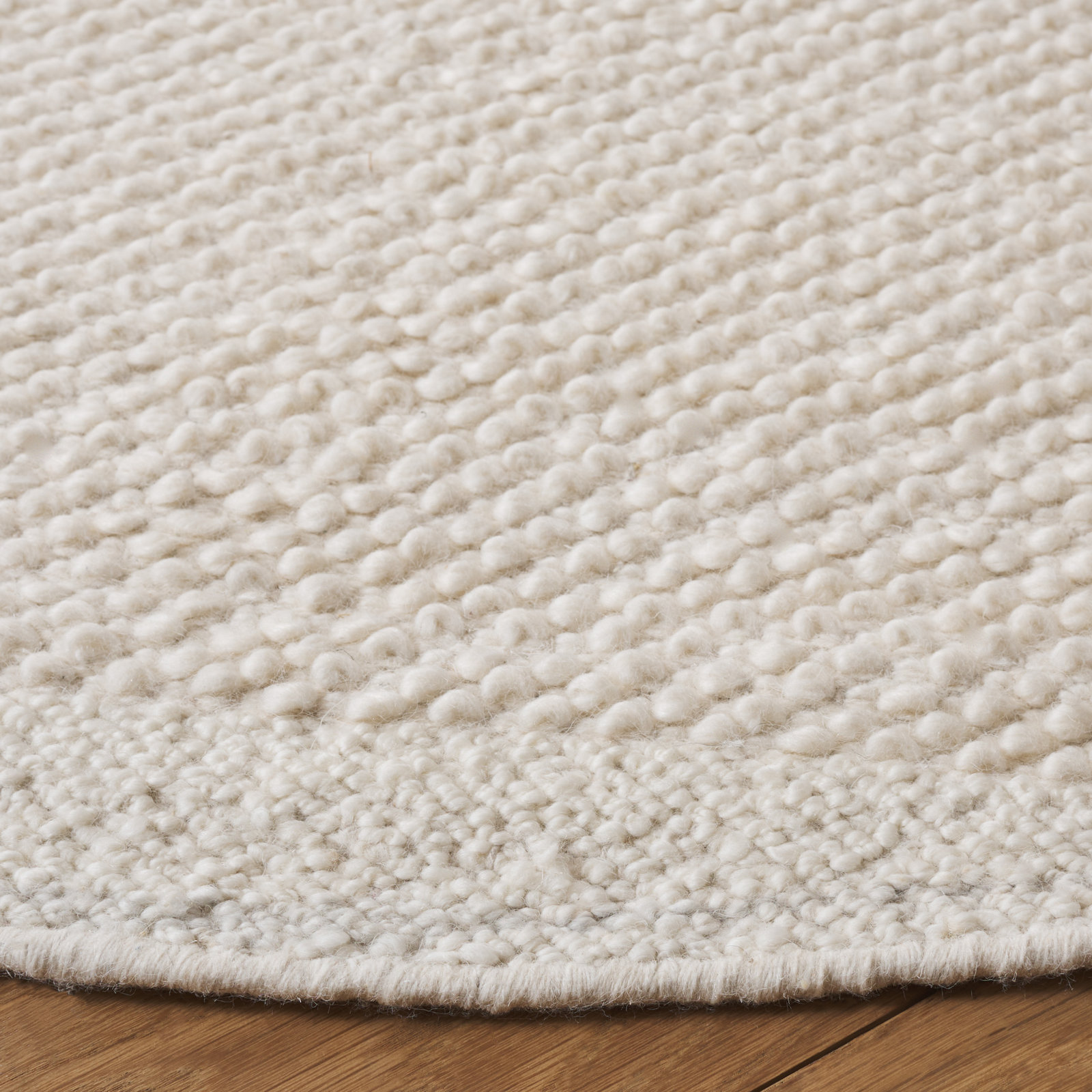 Mullen Ivory Flatweave Wool Rug, Round 6'