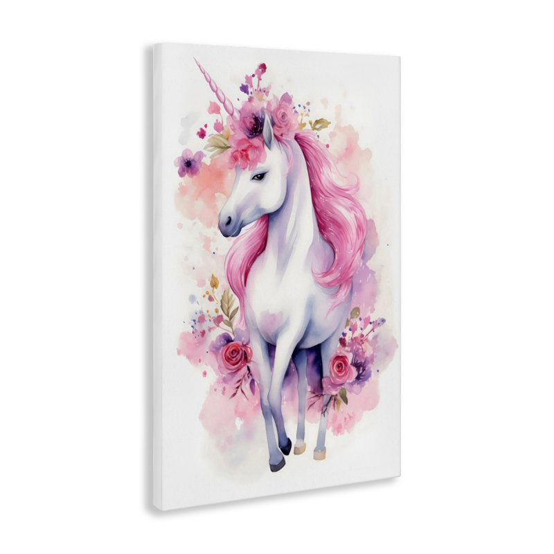 Toile de licorne pastel et florale, design par Creative Studio, H 24 po x l 16 po