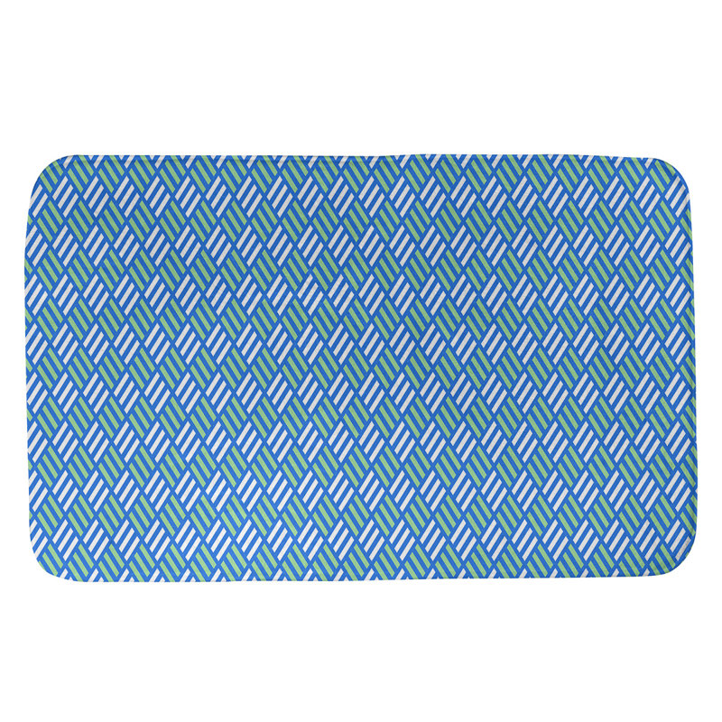 Tapis pour salle de bain diamants Kitterman, l 17 po x L 24 po, Bleu / Vert
