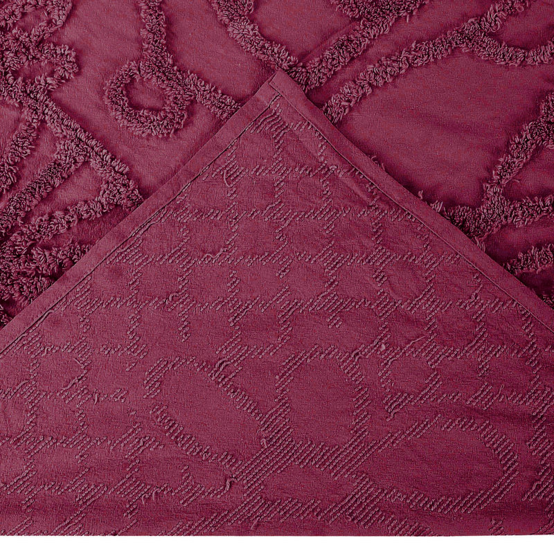 Trevor Chenille Bedspread Set Twin Size, 100% Cotton Medallion Coverlet Set with 1 Standard Shams, Traditional Textured Heirloom Bedding, Soft Breathable All-Season Comfort, OEKO-TEX Certified, Burgundy