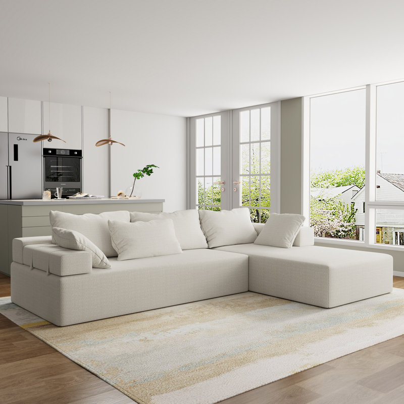 Ensemble de canapé modulaire rembourré Modern, Chenille ivoire