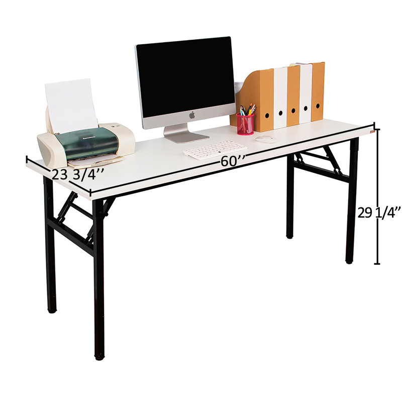 Katie Adjustable Metal Base Computer Desk, 29.5" H x 63" W x 23.6" D, White/White