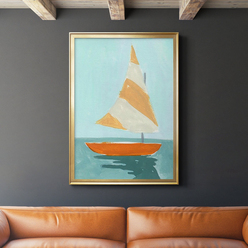 Petite voile I, reproduction encadrée de qualité supérieure - prête à être accrochée, Encadrement doré