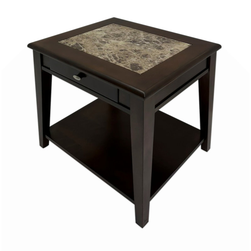 Classic Design Wooden End Table With Drawer Bottom Shelf 1Pc Living Room Furniture Side Table