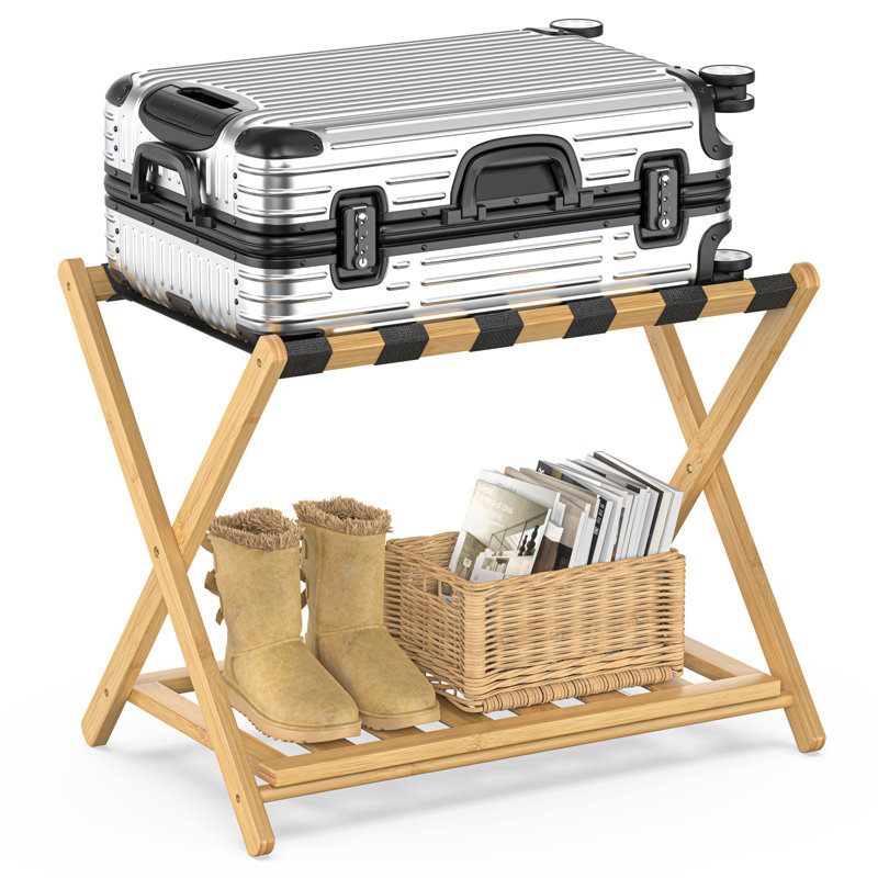 44cm W Bamboo / Rattan Luggage Rack, Natural