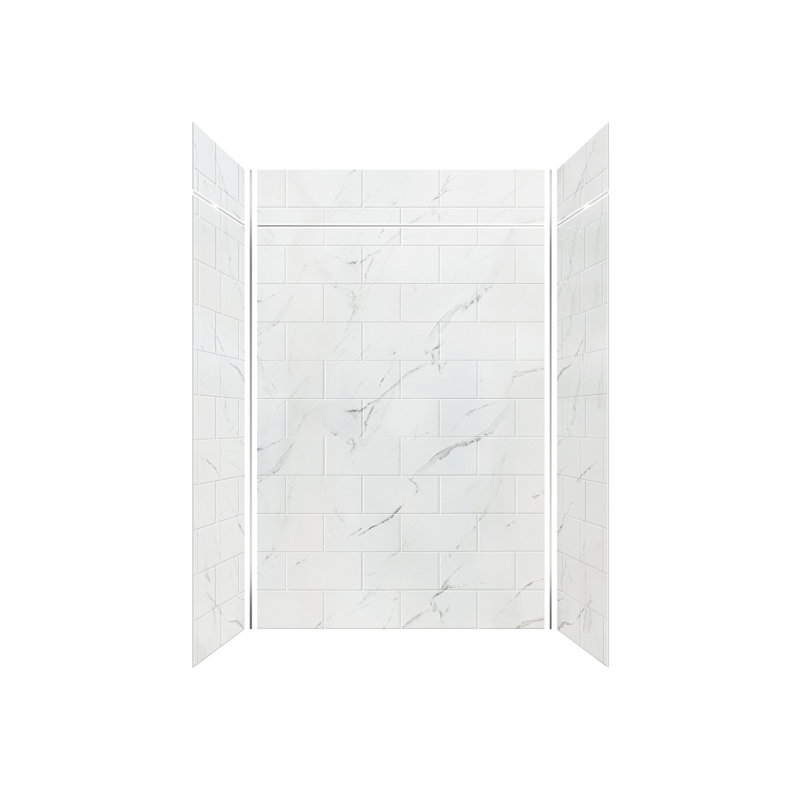 Tranoslid Prodigy Plus 60-in x 36-in x 84/12-in Shower Wall Kit, Calcite (8-in x 16-in Horizontal Tile Pattern with Stone Color)