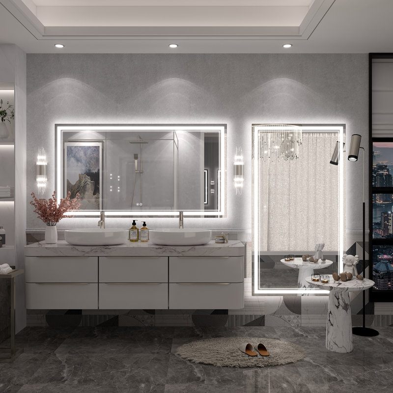 Molly Front & Back LED Anti-Fog Tempered Glass Wall Bathroom Vanity Mirror - UL Certified, 55" x 30"