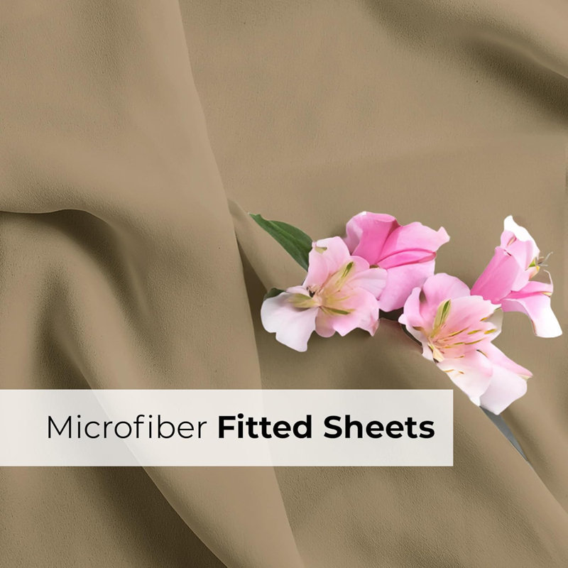 Beige Microfiber Full Deep Pocket Fitted Sheet