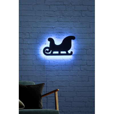 Élégant éclairage décoratif bleu à DEL de 14,9 po x 9,1 po | Base de panneau de fibres à densité moyenne noire (0,1 pouce d'épaisseur), 60 DEL / m, sortie 12 V CC 1 A, 300 lumens à 3000 K, système de suspension murale intégré, parfait pour la décoration intérieure et l'ambiance