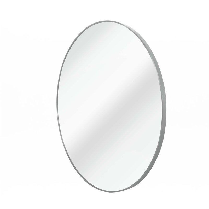 Metal Round Bathroom Mirror, Silver, 32" H x 32" W