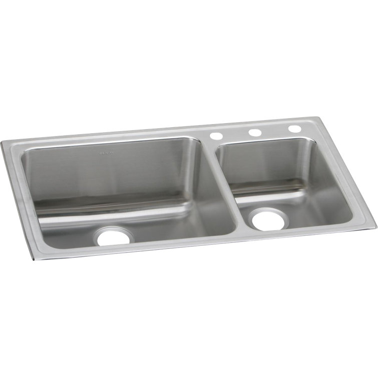 Lustertone 37" L x 22" W Double Basin Drop-in Kitchen Sink