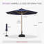 Market Umbrella - Poulie exquise ronde de 10 pi avec dessus ventilé bleu marine-1205156921
