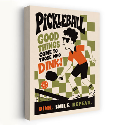 «Retro Pickleball Dink Shot Playful Retro», reproduction d'art murale rétro
