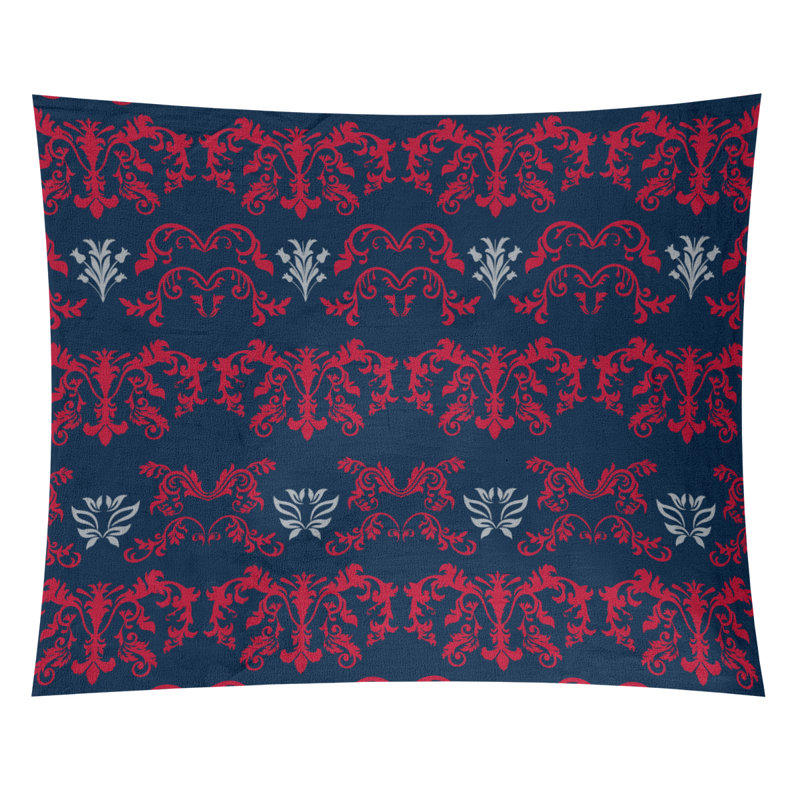 Tapisserie baroque en microfibre New England Football, H 27,5 po x l 37,5 po, Bleu marine / rouge / gris