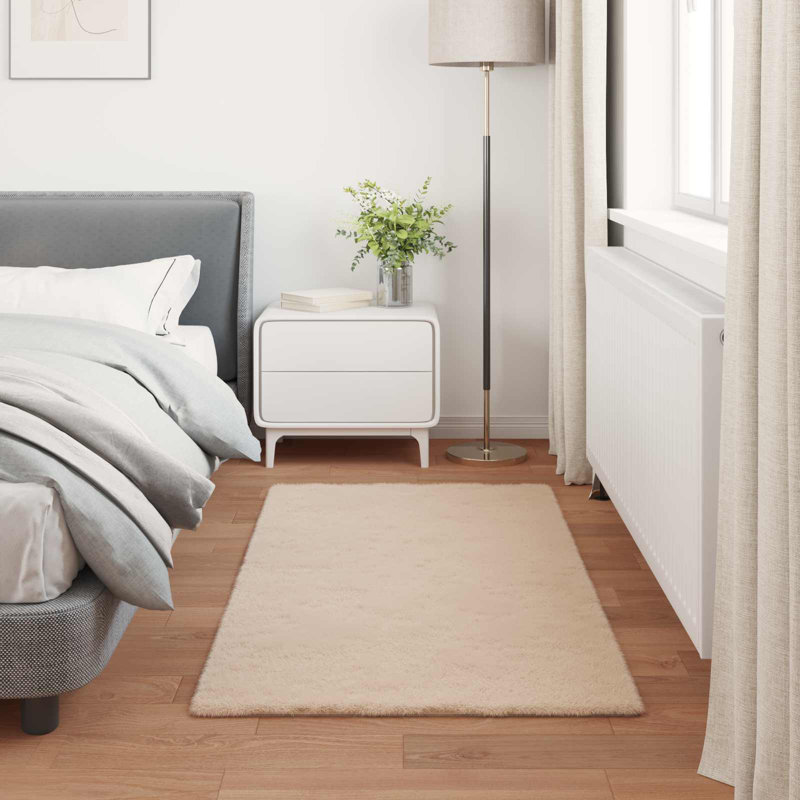  Faux Rabbit Fur Rug Olite Polyester, Rectangle 80 x 150 cm, Taupe
