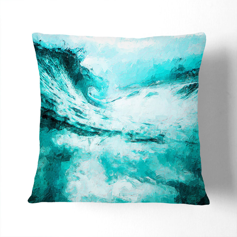 Curled Wave In New Zealand In Abstract Square Throw Cushion, 55cm H x 55cm W x 20cm D, White