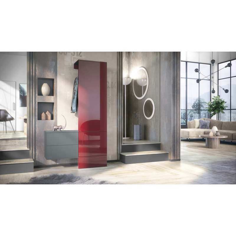 Chappa Hall Tree 105cm Wide, High-gloss burgundy